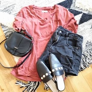 AE high waist distressed shorts